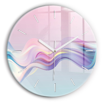 Round glass clock Pastel Wave Abstraction