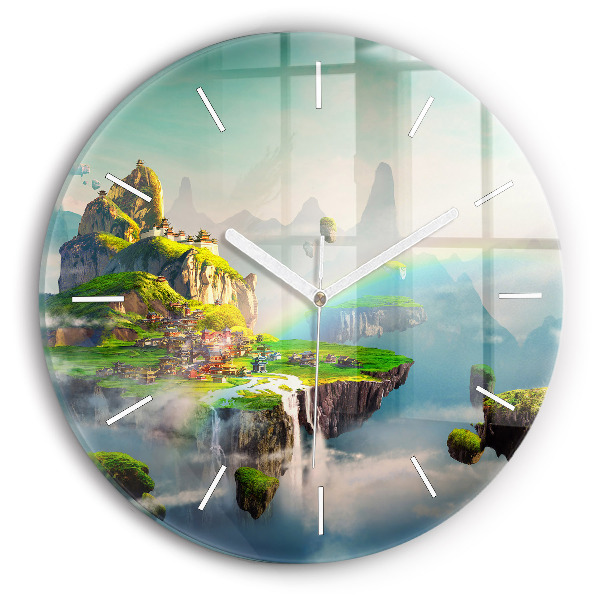 Round glass clock Chinese fantasy