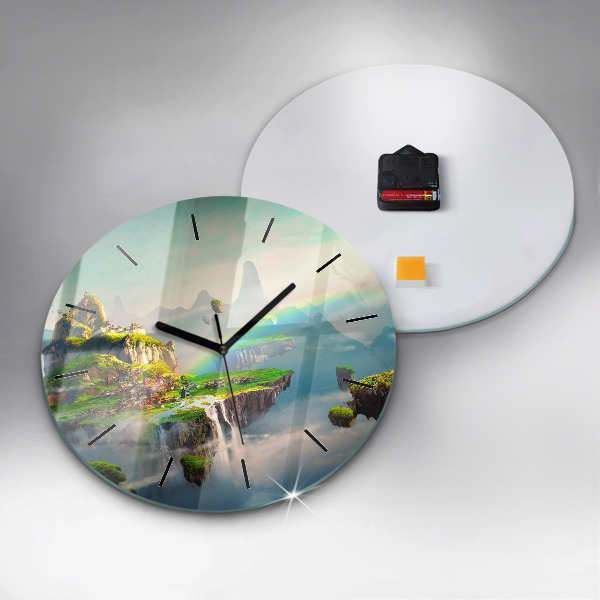 Round glass clock Chinese fantasy