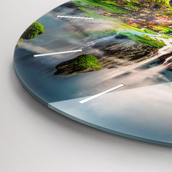 Round glass clock Chinese fantasy