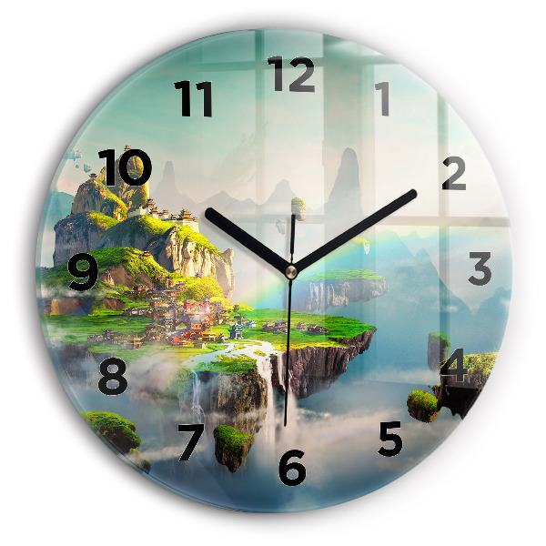 Round glass clock Chinese fantasy