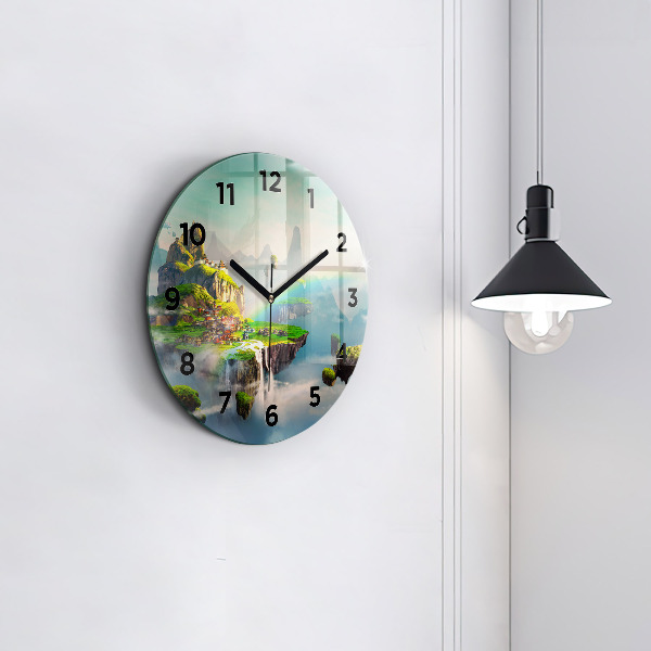 Round glass clock Chinese fantasy