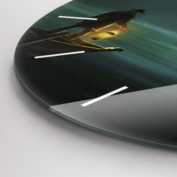 Round glass clock Man and Monster in the Swamp