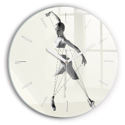 Round glass clock Abstract woman dancer