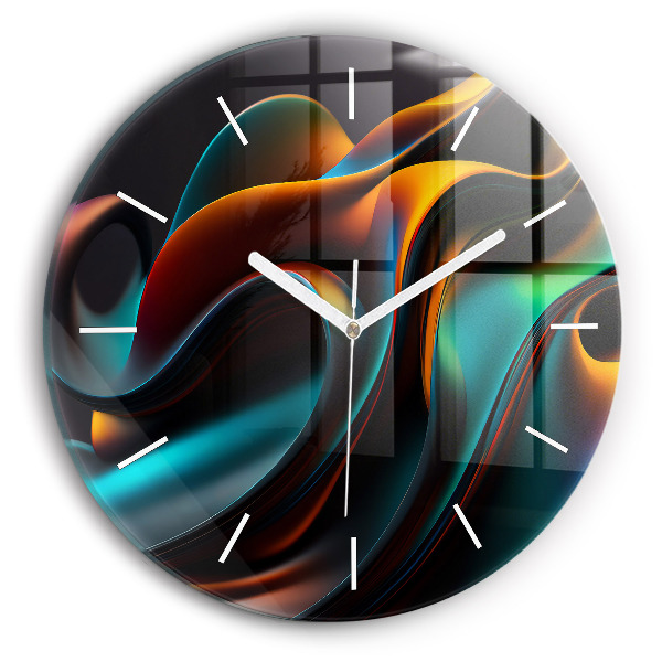 Round glass clock Futuristic wave