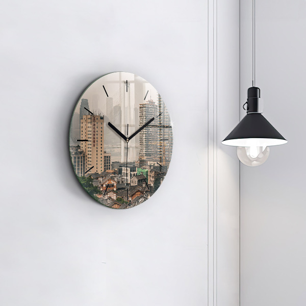 Round glass clock Chongqing Old Town