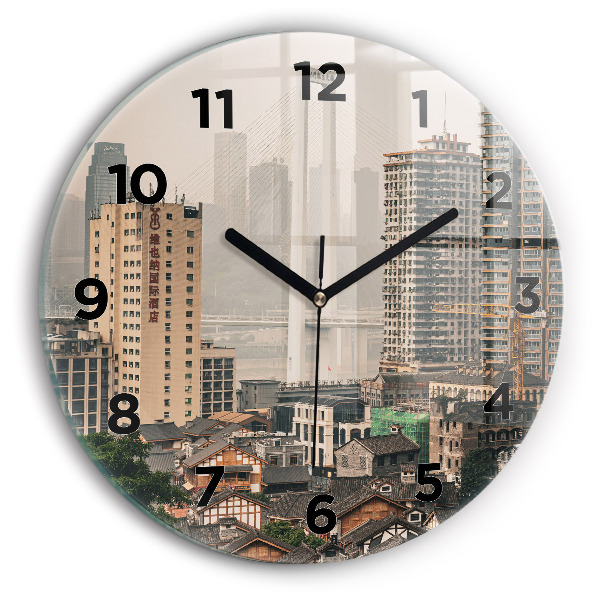 Round glass clock Chongqing Old Town