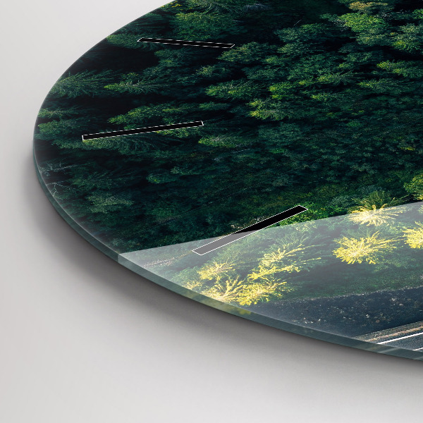 Round glass clock 'Forest from a bird''s eye view'