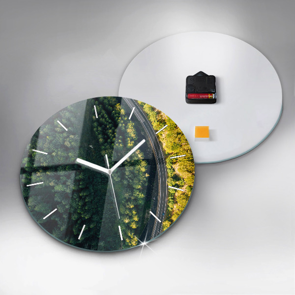 Round glass clock 'Forest from a bird''s eye view'