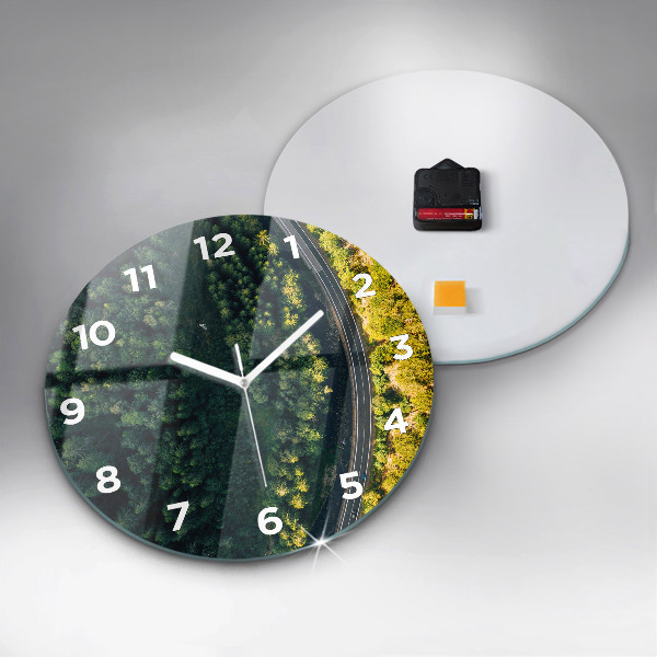 Round glass clock 'Forest from a bird''s eye view'