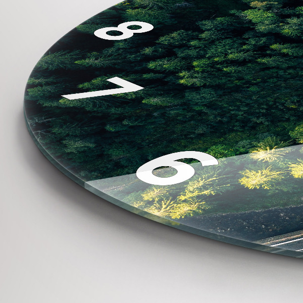 Round glass clock 'Forest from a bird''s eye view'
