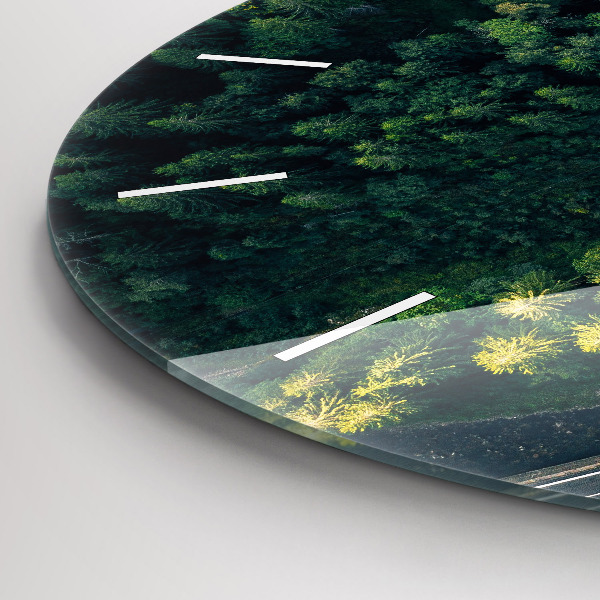 Round glass clock 'Forest from a bird''s eye view'