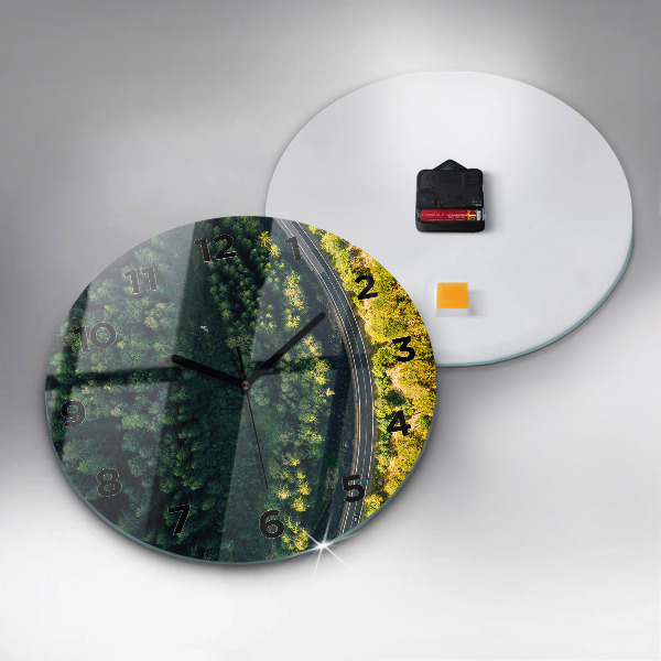 Round glass clock 'Forest from a bird''s eye view'