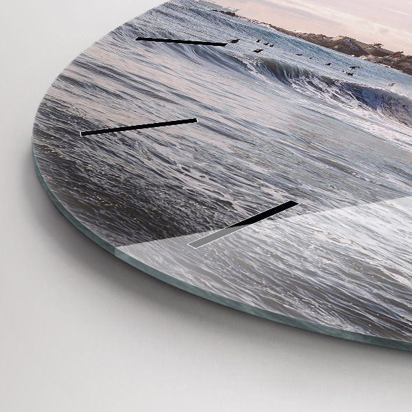 Round glass clock Barcelona Surfer