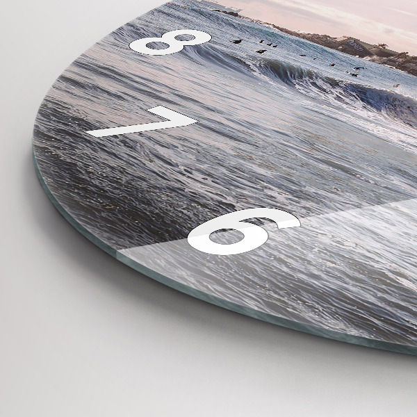 Round glass clock Barcelona Surfer