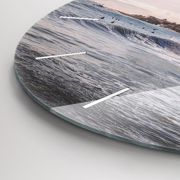 Round glass clock Barcelona Surfer