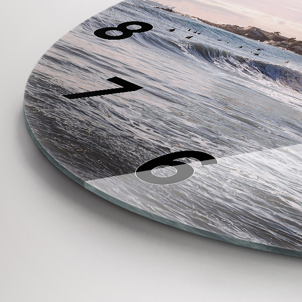Round glass clock Barcelona Surfer