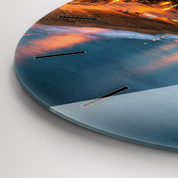 Round glass clock Barcelona Beach