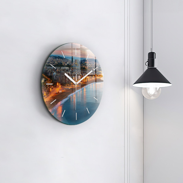 Round glass clock Barcelona Beach
