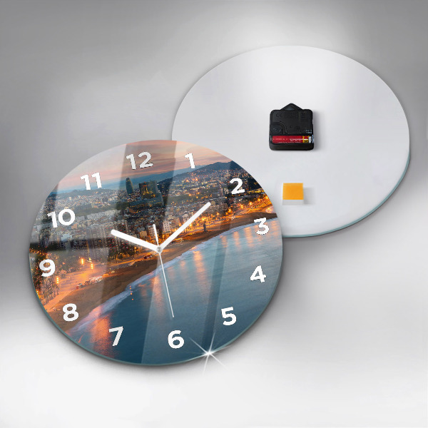 Round glass clock Barcelona Beach