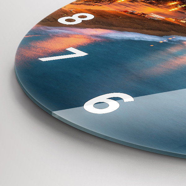 Round glass clock Barcelona Beach