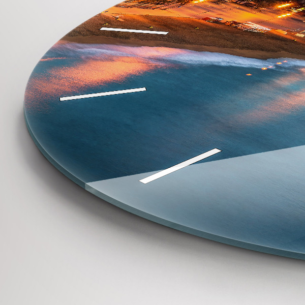 Round glass clock Barcelona Beach