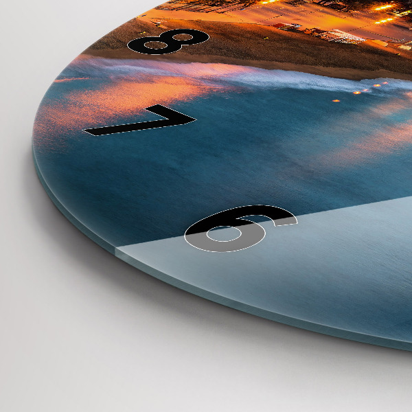 Round glass clock Barcelona Beach