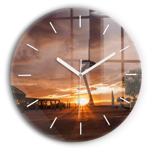 Round glass clock Barcelona Olympic Park