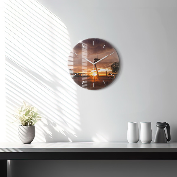 Round glass clock Barcelona Olympic Park