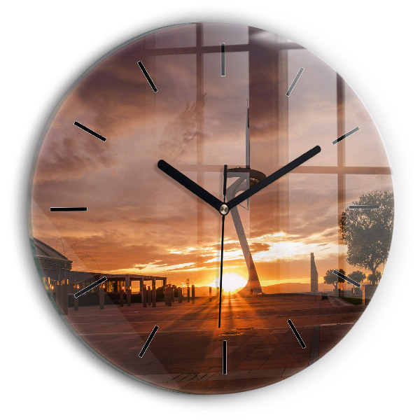 Round glass clock Barcelona Olympic Park