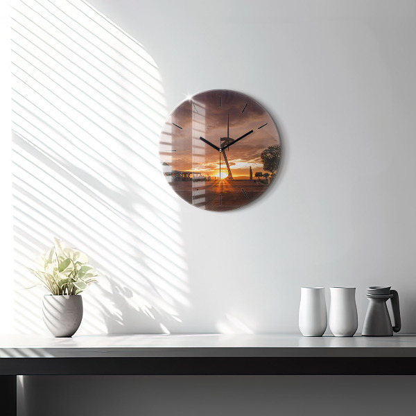 Round glass clock Barcelona Olympic Park