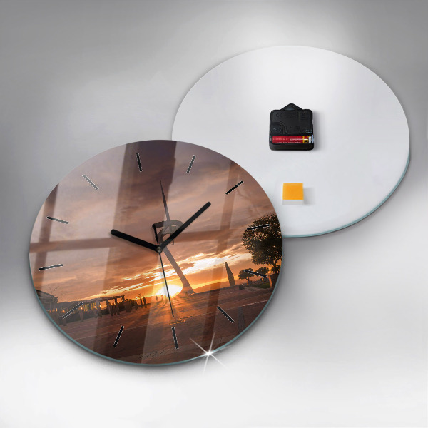 Round glass clock Barcelona Olympic Park