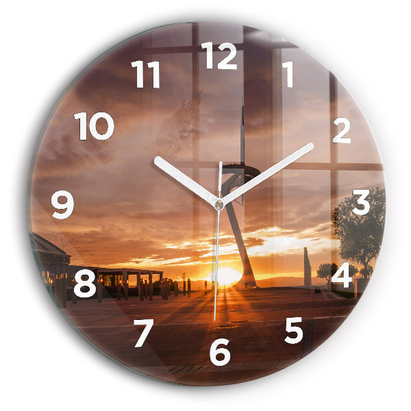 Round glass clock Barcelona Olympic Park