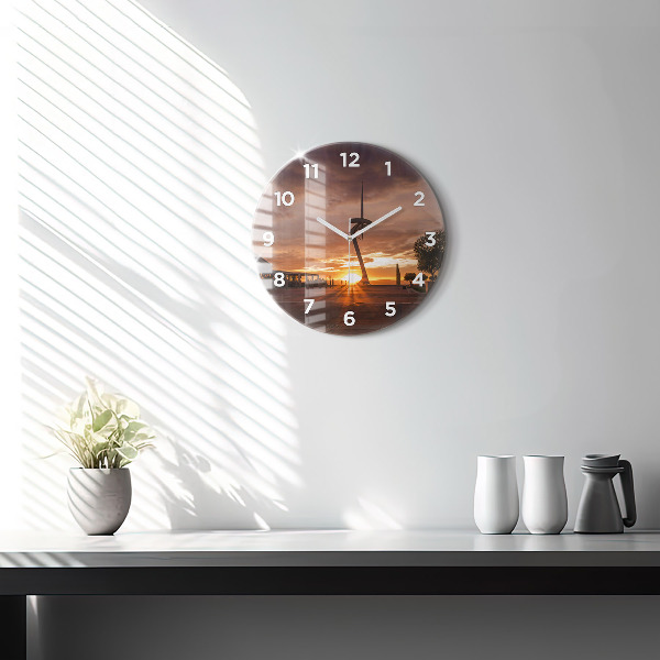 Round glass clock Barcelona Olympic Park