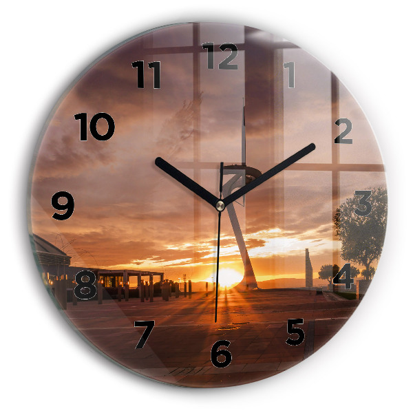Round glass clock Barcelona Olympic Park