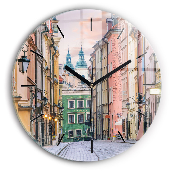 Round glass clock Old Town in Warsaw