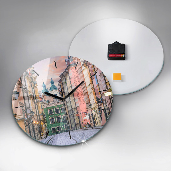 Round glass clock Old Town in Warsaw