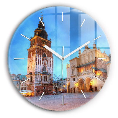 Round glass clock Main Market Square in Krakow