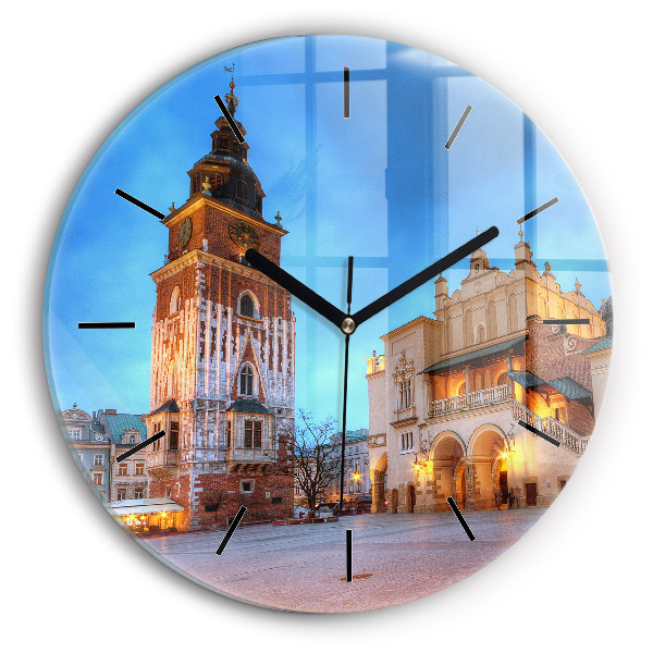 Round glass clock Main Market Square in Krakow