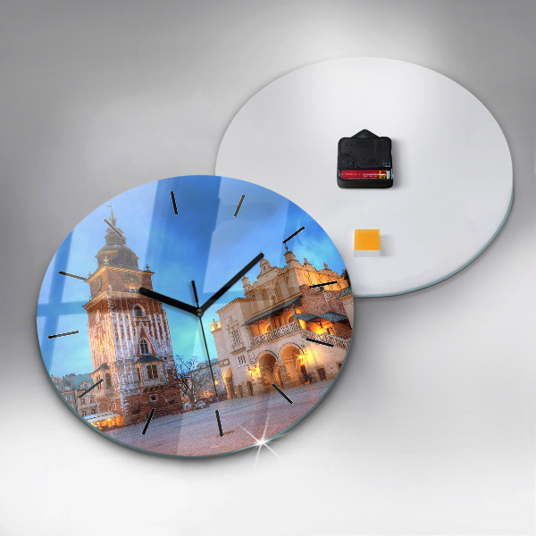 Round glass clock Main Market Square in Krakow