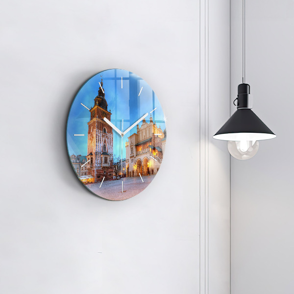 Round glass clock Main Market Square in Krakow