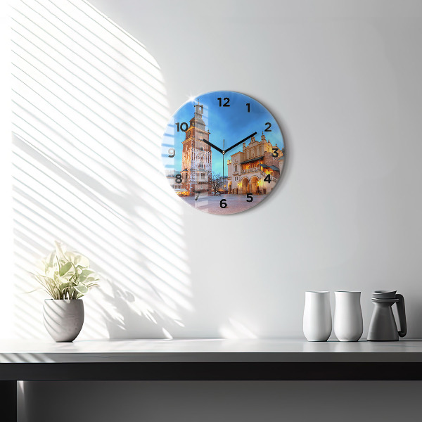 Round glass clock Main Market Square in Krakow