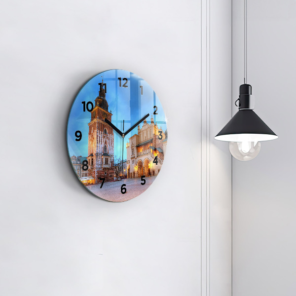Round glass clock Main Market Square in Krakow