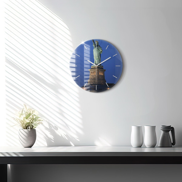 Round glass clock Statue of Liberty New York