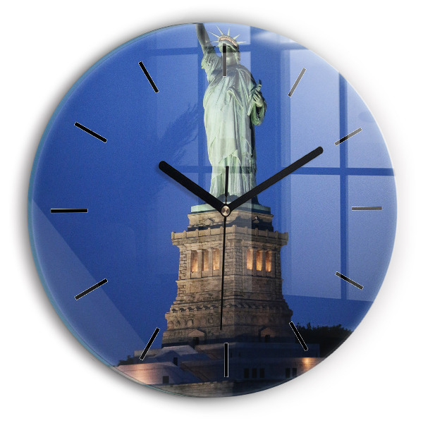 Round glass clock Statue of Liberty New York