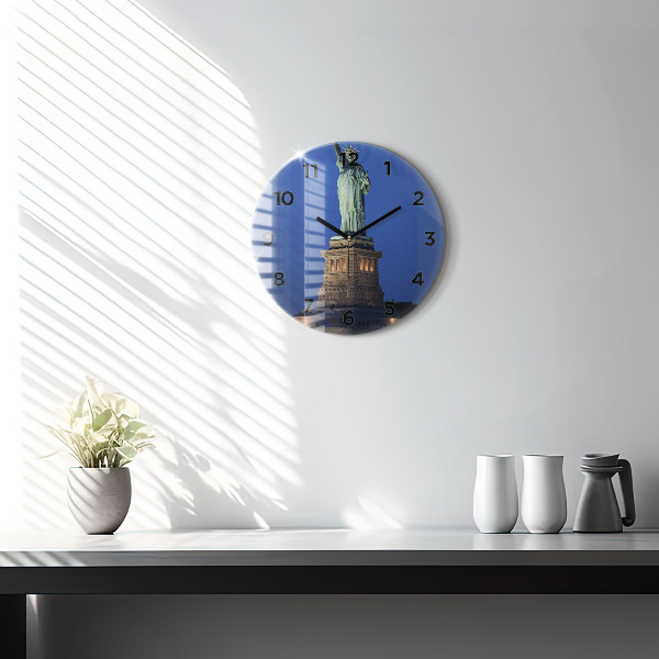 Round glass clock Statue of Liberty New York