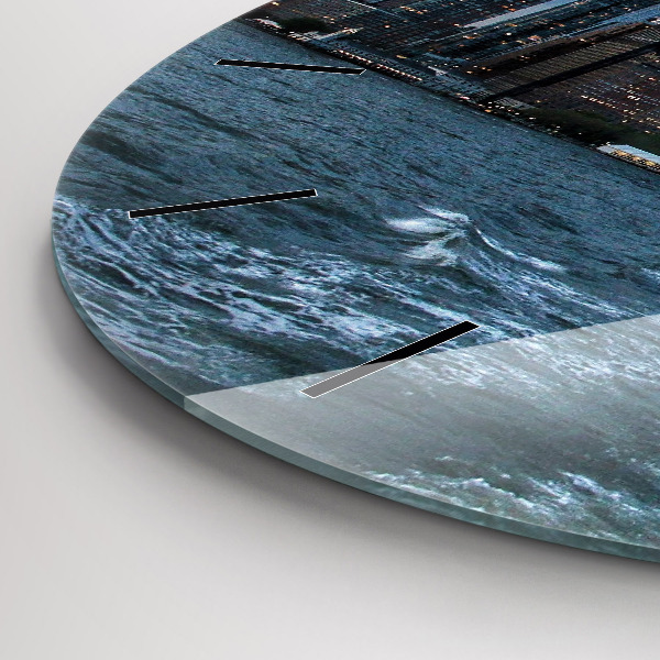 Round glass clock New York Panorama