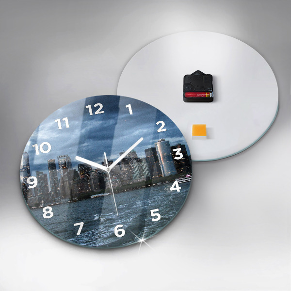 Round glass clock New York Panorama
