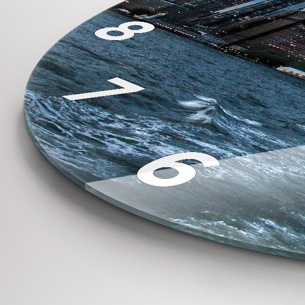 Round glass clock New York Panorama