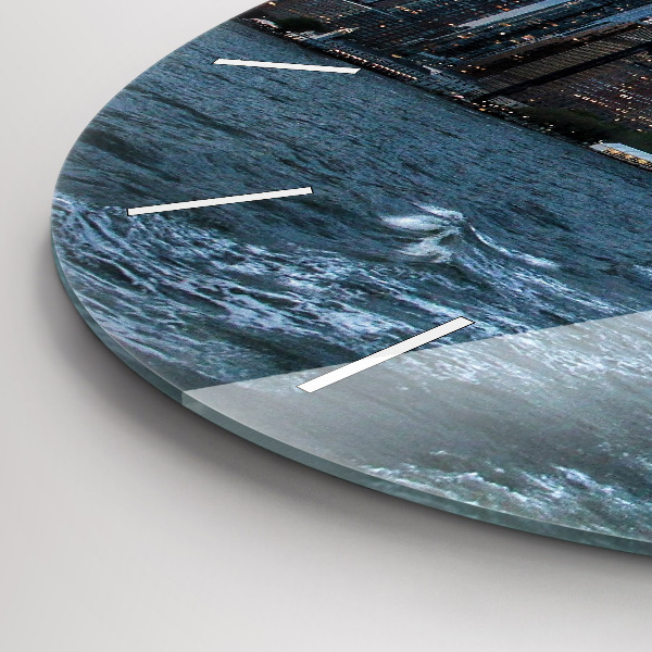 Round glass clock New York Panorama